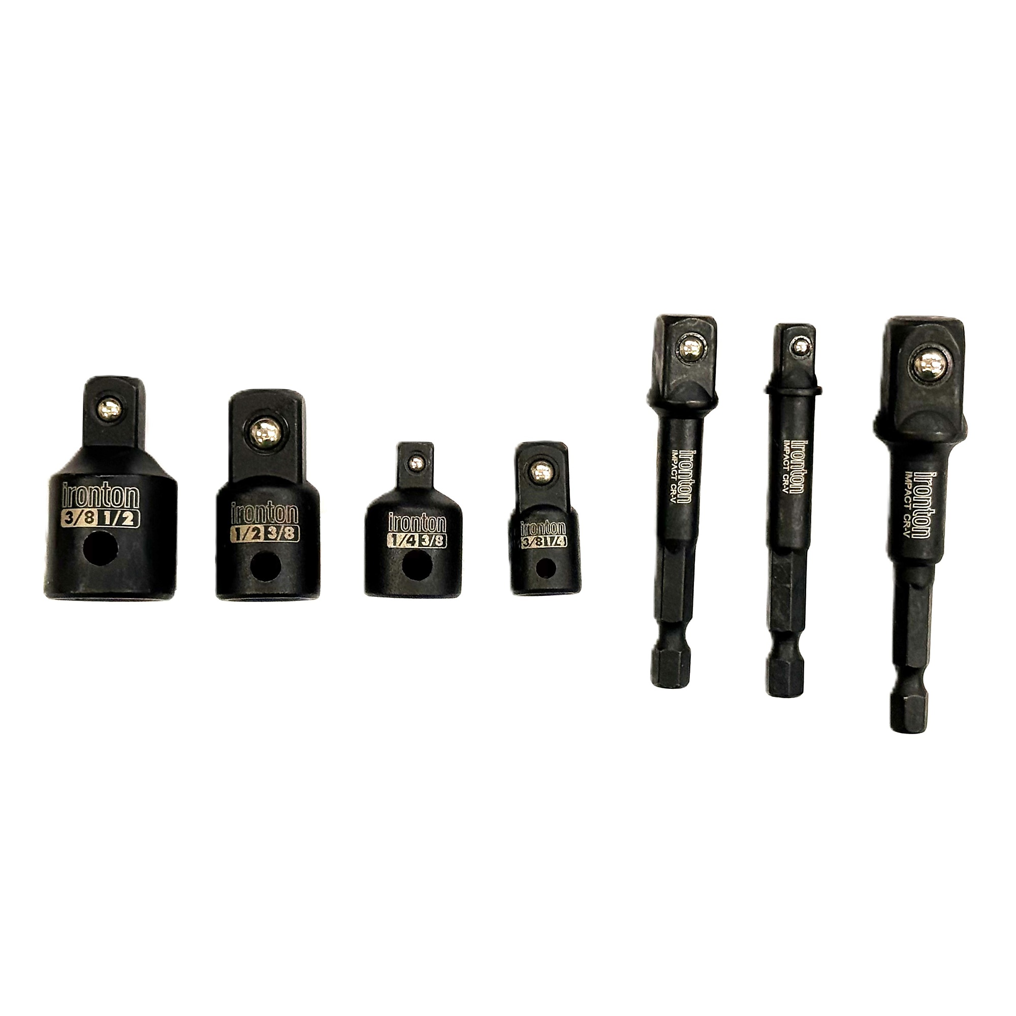 Ironton Impact Power Extension and Socket Adapter Set, 7-Pc., Black, CR-V Steel